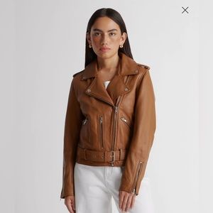 NWOT Quince 100% leather motorcycle jacket in cognac (brown)